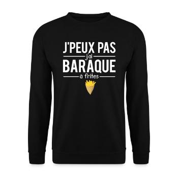 J'peux pas j'ai baraque à frites belgique humour - Sweat-shirt Unisexe - noir - Devant - Alina (178cm) & Michal (187cm)