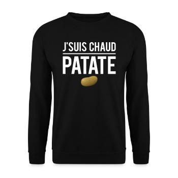 J'suis chaud patate expression humour - Sweat-shirt Unisexe - noir - Devant - Alina (178cm) & Michal (187cm)