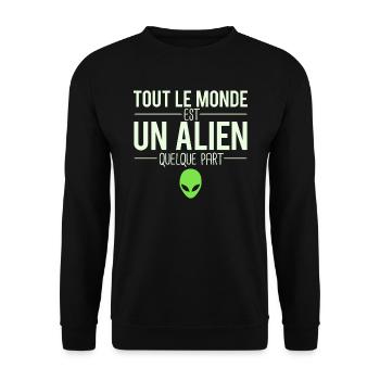 Tout le monde est un alien humour extra terrestre - Sweat-shirt Unisexe - noir - Devant - Alina (178cm) & Michal (187cm)