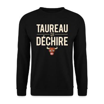 Taureau qui déchire signe astrologique horoscope - Sweat-shirt Unisexe - noir - Devant - Alina (178cm) & Michal (187cm)