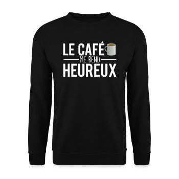 Le café me rend heureux tasse de café humour - Sweat-shirt Unisexe - noir - Devant - Alina (178cm) & Michal (187cm)