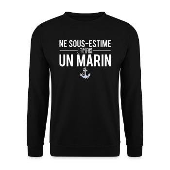 Ne sous estime jamais un marin bateau - Sweat-shirt Unisexe - noir - Devant - Alina (178cm) & Michal (187cm)