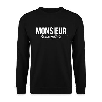 Monsieur le marseillais marseille ville france - Sweat-shirt Unisexe - noir - Devant - Alina (178cm) & Michal (187cm)