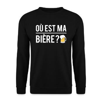 Où est ma bière alcool mousse pression humour - Sweat-shirt Unisexe - noir - Devant - Alina (178cm) & Michal (187cm)