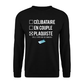 Célibataire en couple plaquiste humour - Sweat-shirt Unisexe - noir - Devant - Alina (178cm) & Michal (187cm)