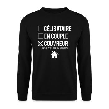 Couvreur célibataire blague couvreur humour - Sweat-shirt Unisexe - noir - Devant - Alina (178cm) & Michal (187cm)