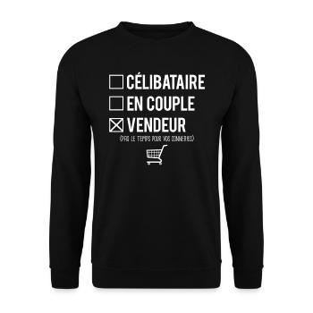 Célibataire en couple vendeur humour - Sweat-shirt Unisexe - noir - Devant - Alina (178cm) & Michal (187cm)