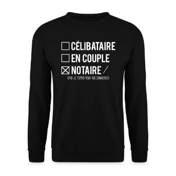 Célibataire en couple notaire notariat humour - Sweat-shirt Unisexe - noir - Devant - Alina (178cm) & Michal (187cm)