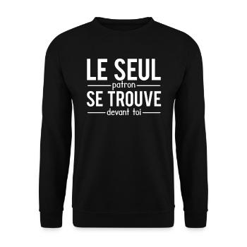 Le seul patron se trouve devant toi chef humour - Sweat-shirt Unisexe - noir - Devant - Alina (178cm) & Michal (187cm)
