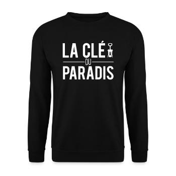 La clé du paradis ouvre bouteille vin humour - Sweat-shirt Unisexe - noir - Devant - Alina (178cm) & Michal (187cm)