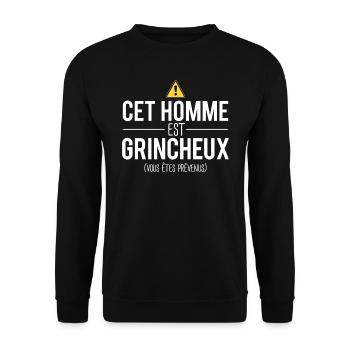 Homme de mauvaise humeur cadeau homme humour - Sweat-shirt Unisexe - noir - Devant - Alina (178cm) & Michal (187cm)