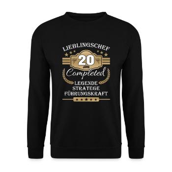20 Jahre Jubiläum Chef - Unisex Pullover - Schwarz - Vorne - Alina (178cm) & Michal (187cm)