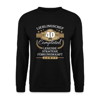 40 Jahre Jubiläum Chef - Unisex Pullover - Schwarz - Vorne - Alina (178cm) & Michal (187cm)