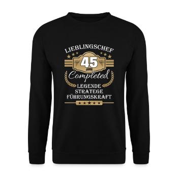 45 Jahre Jubiläum Chef - Unisex Pullover - Schwarz - Vorne - Alina (178cm) & Michal (187cm)