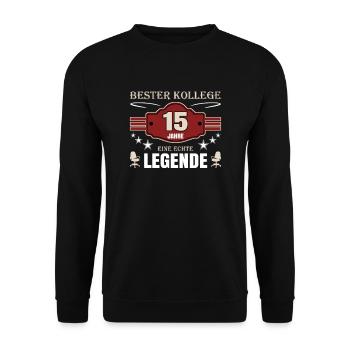 Bester Kollege 15 Jahre Jubiläum - Unisex Pullover - Schwarz - Vorne - Alina (178cm) & Michal (187cm)