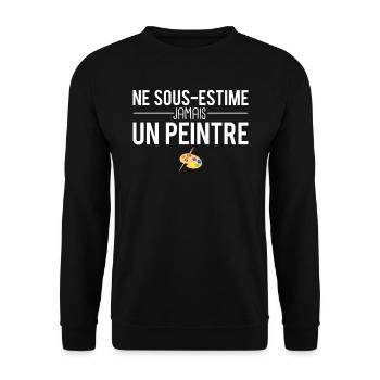 Ne sous estime jamais un peintre humour - Sweat-shirt Unisexe - noir - Devant - Alina (178cm) & Michal (187cm)