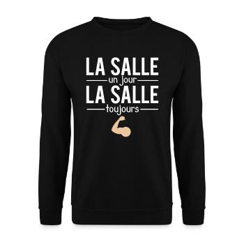 La salle un jour la salle toujours musculation - Sweat-shirt Unisexe - noir - Devant - Alina (178cm) & Michal (187cm)
