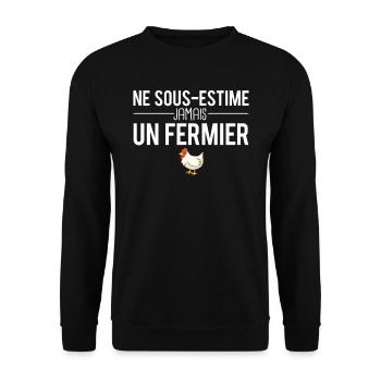 Ne sous estime jamais un fermier poules humour - Sweat-shirt Unisexe - noir - Devant - Alina (178cm) & Michal (187cm)