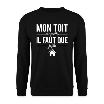 Mon toit m'appelle il faut que je file couvreur - Sweat-shirt Unisexe - noir - Devant - Alina (178cm) & Michal (187cm)