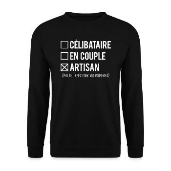 Célibataire en couple artisan bricoleur humour - Sweat-shirt Unisexe - noir - Devant - Alina (178cm) & Michal (187cm)