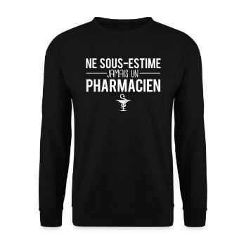 Ne sous estime jamais un pharmacien métier humour - Sweat-shirt Unisexe - noir - Devant - Alina (178cm) & Michal (187cm)