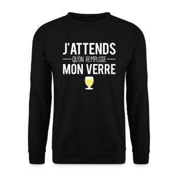 J'attends qu'on remplisse mon verre pastis humour - Sweat-shirt Unisexe - noir - Devant - Alina (178cm) & Michal (187cm)