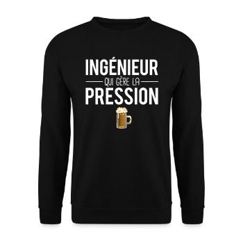 Ingénieur qui gère la pression bière humour - Sweat-shirt Unisexe - noir - Devant - Alina (178cm) & Michal (187cm)
