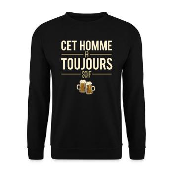 Cet homme a toujours soif bourré apéro humour - Sweat-shirt Unisexe - noir - Devant - Alina (178cm) & Michal (187cm)