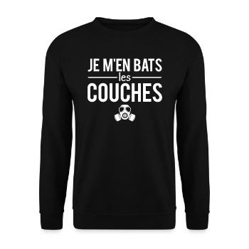 Je m'en bats les couches bientôt papa 2024 - Sweat-shirt Unisexe - noir - Devant - Alina (178cm) & Michal (187cm)