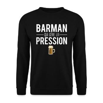 Barman qui gère la pression bière humour - Sweat-shirt Unisexe - noir - Devant - Alina (178cm) & Michal (187cm)