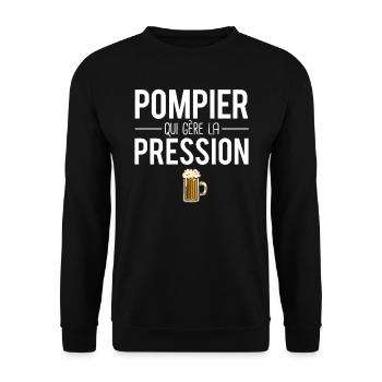 Pompier qui gère la pression métier humour - Sweat-shirt Unisexe - noir - Devant - Alina (178cm) & Michal (187cm)