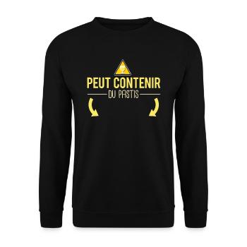 Peut contenir du pastis apéro alcool jaune humour - Sweat-shirt Unisexe - noir - Devant - Alina (178cm) & Michal (187cm)