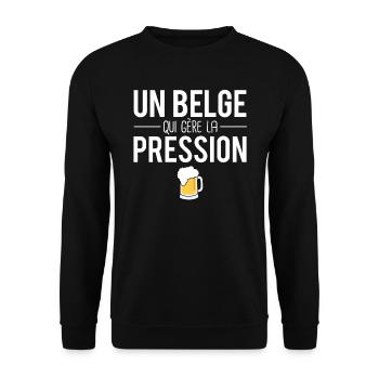 Un belge qui gère la pression belgique bière - Sweat-shirt Unisexe - noir - Devant - Alina (178cm) & Michal (187cm)