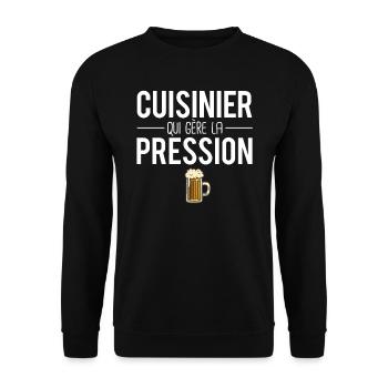 Cuisinier qui gère la pression métier profession - Sweat-shirt Unisexe - noir - Devant - Alina (178cm) & Michal (187cm)