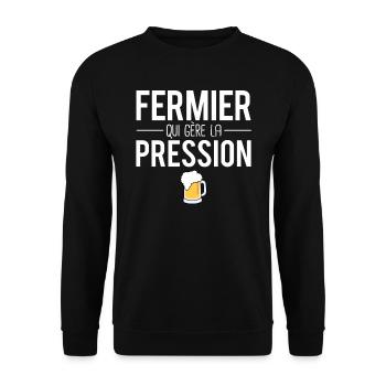 Fermier qui gère la pression cadeau fermier humour - Sweat-shirt Unisexe - noir - Devant - Alina (178cm) & Michal (187cm)