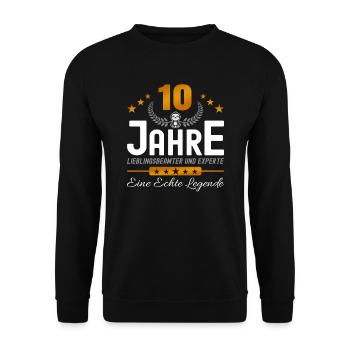 Beamter 10 Jahre Jubiläum - Unisex Pullover - Schwarz - Vorne - Alina (178cm) & Michal (187cm)