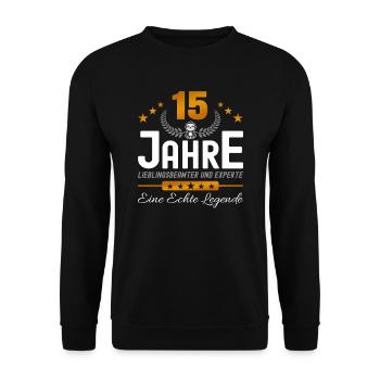 Beamter 15 Jahre Jubiläum - Unisex Pullover - Schwarz - Vorne - Alina (178cm) & Michal (187cm)