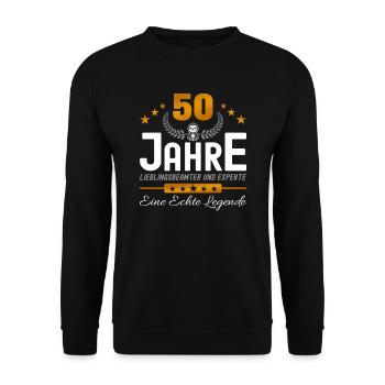 Beamter 50 Jahre Jubiläum - Unisex Pullover - Schwarz - Vorne - Alina (178cm) & Michal (187cm)