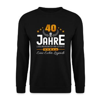 Beamter 40 Jahre Jubiläum - Unisex Pullover - Schwarz - Vorne - Alina (178cm) & Michal (187cm)