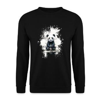 Pandabär - Unisex Pullover - Schwarz - Vorne - Alina (178cm) & Michal (187cm)