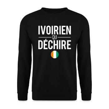 Ivoirien qui déchire drapeau côte d'ivoire humour - Sweat-shirt Unisexe - noir - Devant - Alina (178cm) & Michal (187cm)
