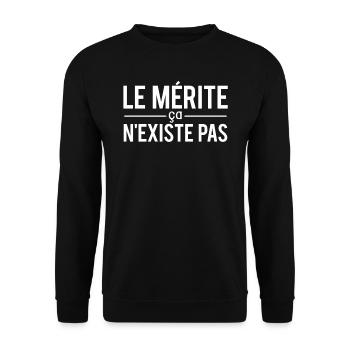 Le mérite ça n'existe pas phrase expression humour - Sweat-shirt Unisexe - noir - Devant - Alina (178cm) & Michal (187cm)