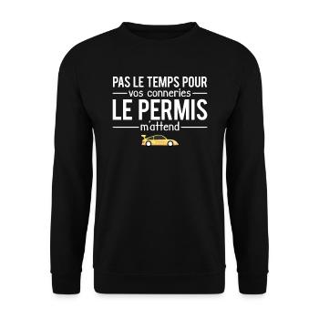 Pas le temps pour vos conneries permis de conduire - Sweat-shirt Unisexe - noir - Devant - Alina (178cm) & Michal (187cm)