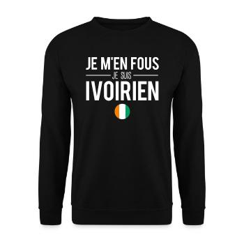 Je m'en fous je suis ivoirien côte d'ivoire humour - Sweat-shirt Unisexe - noir - Devant - Alina (178cm) & Michal (187cm)