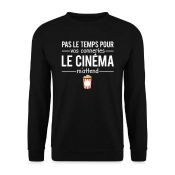 Pas le temps pour vos conneries le cinéma m'attend - Sweat-shirt Unisexe - noir - Devant - Alina (178cm) & Michal (187cm)