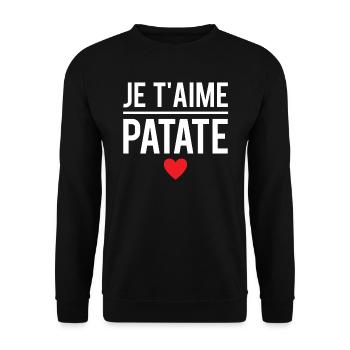 Je t'aime patate blague couple humour - Sweat-shirt Unisexe - noir - Devant - Alina (178cm) & Michal (187cm)