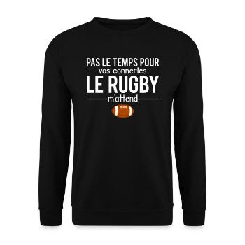 Pas le temps cadeau amateur rugby sport humour - Sweat-shirt Unisexe - noir - Devant - Alina (178cm) & Michal (187cm)