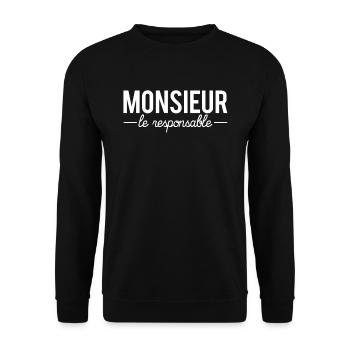Monsieur le responsable chef patron humour - Sweat-shirt Unisexe - noir - Devant - Alina (178cm) & Michal (187cm)