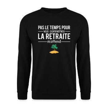 Pas le temps la retraite m'attend retraité humour - Sweat-shirt Unisexe - noir - Devant - Alina (178cm) & Michal (187cm)