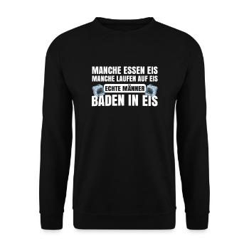 Echte Männer Baden In Eis - Unisex Pullover - Schwarz - Vorne - Alina (178cm) & Michal (187cm)